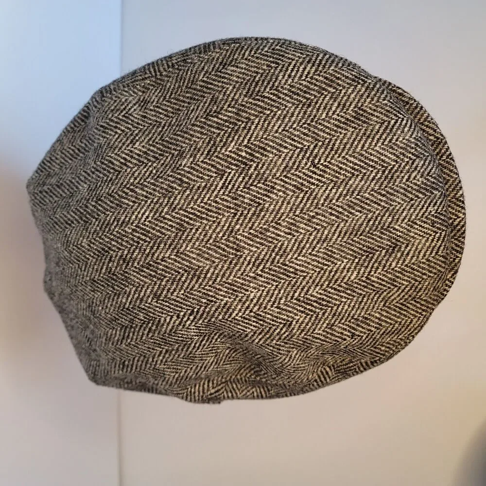 Vintage Wool Herringbone Flat Cap Hat XL Made in USA – Flaws Shown